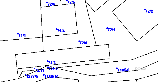 Parcela st. 72/4 v KÚ Tuchlovice, Katastrální mapa