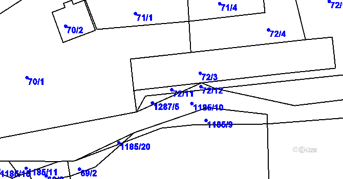 Parcela st. 72/11 v KÚ Tuchlovice, Katastrální mapa