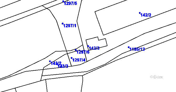 Parcela st. 142/3 v KÚ Tuchlovice, Katastrální mapa