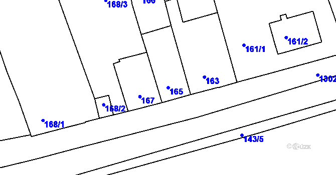 Parcela st. 165 v KÚ Tuchlovice, Katastrální mapa