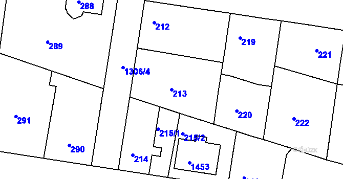 Parcela st. 213 v KÚ Tuchlovice, Katastrální mapa