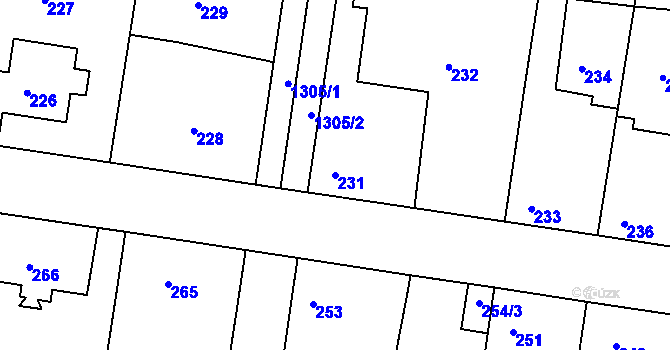 Parcela st. 231 v KÚ Tuchlovice, Katastrální mapa