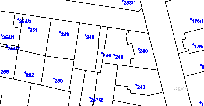 Parcela st. 246 v KÚ Tuchlovice, Katastrální mapa