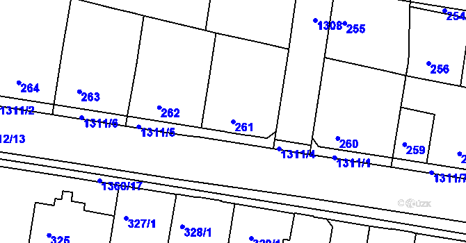 Parcela st. 261 v KÚ Tuchlovice, Katastrální mapa