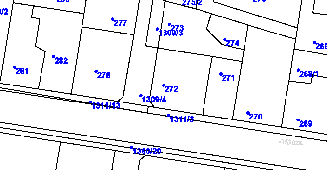 Parcela st. 272 v KÚ Tuchlovice, Katastrální mapa