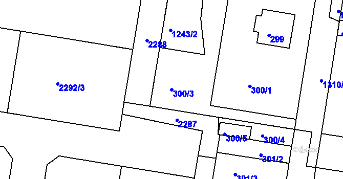 Parcela st. 300/3 v KÚ Tuchlovice, Katastrální mapa