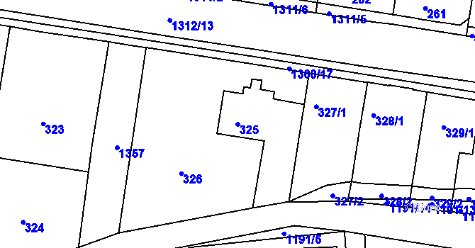 Parcela st. 325 v KÚ Tuchlovice, Katastrální mapa