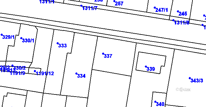 Parcela st. 337 v KÚ Tuchlovice, Katastrální mapa