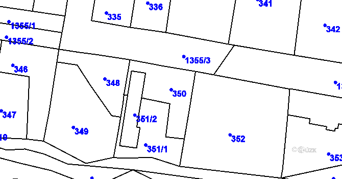 Parcela st. 350 v KÚ Tuchlovice, Katastrální mapa