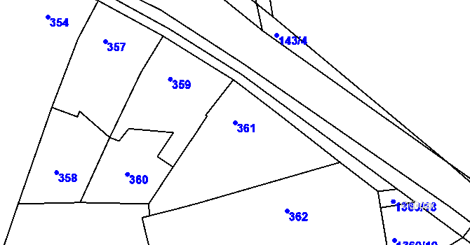 Parcela st. 361 v KÚ Tuchlovice, Katastrální mapa
