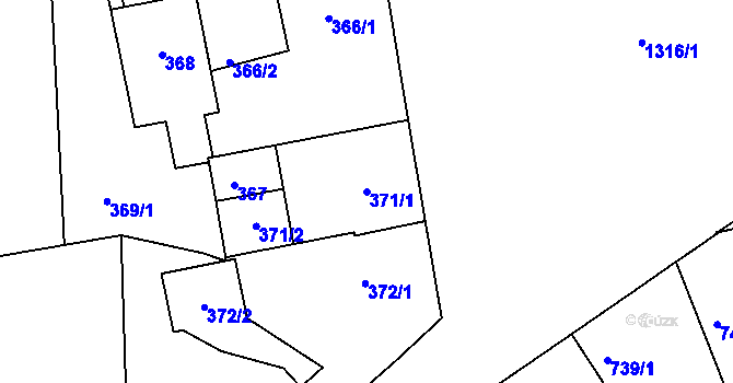 Parcela st. 371/1 v KÚ Tuchlovice, Katastrální mapa