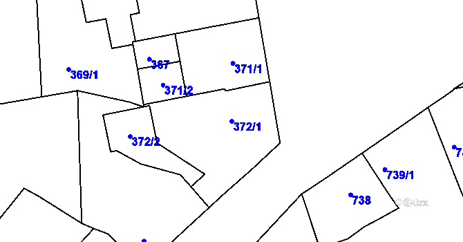 Parcela st. 372/1 v KÚ Tuchlovice, Katastrální mapa