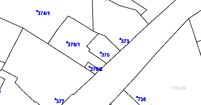 Parcela st. 375 v KÚ Tuchlovice, Katastrální mapa