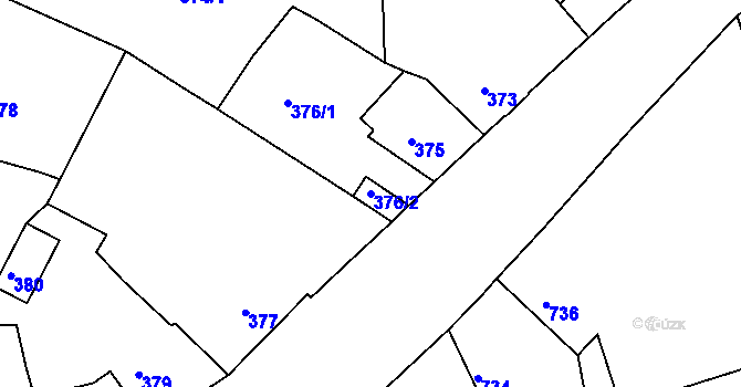 Parcela st. 376/2 v KÚ Tuchlovice, Katastrální mapa