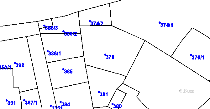 Parcela st. 378 v KÚ Tuchlovice, Katastrální mapa