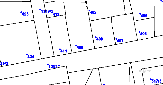 Parcela st. 409 v KÚ Tuchlovice, Katastrální mapa