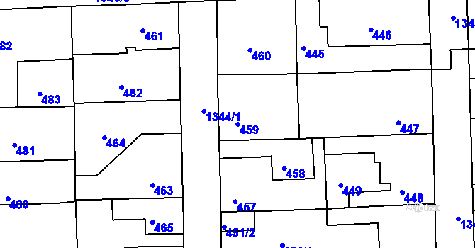 Parcela st. 459 v KÚ Tuchlovice, Katastrální mapa