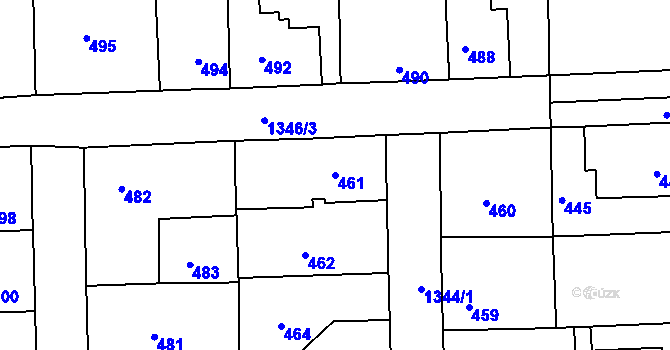Parcela st. 461 v KÚ Tuchlovice, Katastrální mapa