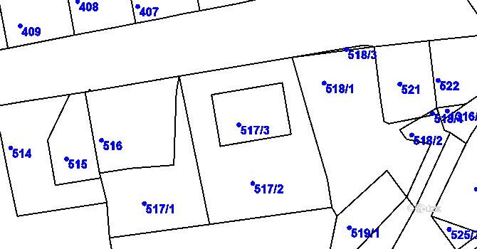 Parcela st. 517/3 v KÚ Tuchlovice, Katastrální mapa