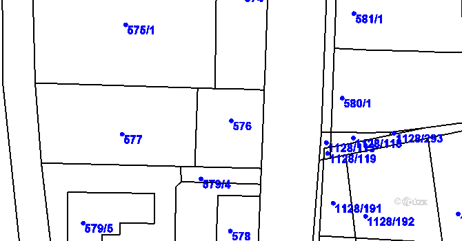 Parcela st. 576 v KÚ Tuchlovice, Katastrální mapa