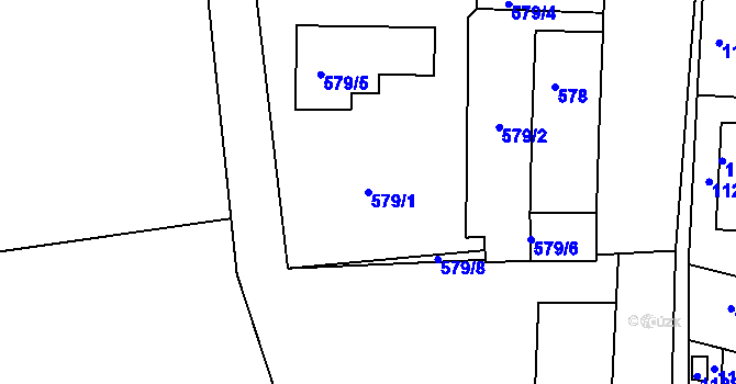 Parcela st. 579/1 v KÚ Tuchlovice, Katastrální mapa