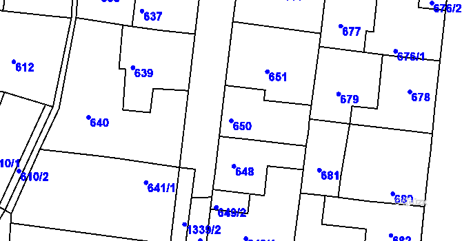 Parcela st. 650 v KÚ Tuchlovice, Katastrální mapa