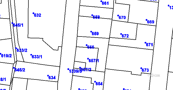 Parcela st. 656 v KÚ Tuchlovice, Katastrální mapa