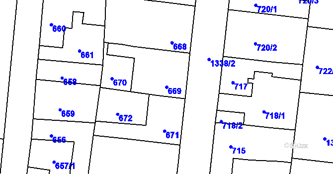 Parcela st. 669 v KÚ Tuchlovice, Katastrální mapa