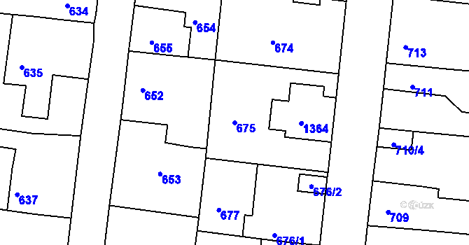 Parcela st. 675 v KÚ Tuchlovice, Katastrální mapa