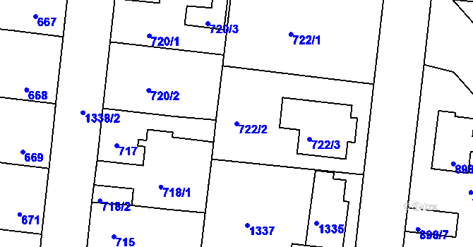 Parcela st. 722/2 v KÚ Tuchlovice, Katastrální mapa