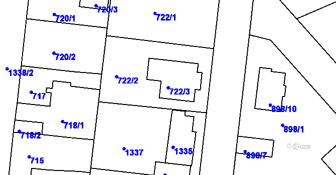 Parcela st. 722/3 v KÚ Tuchlovice, Katastrální mapa