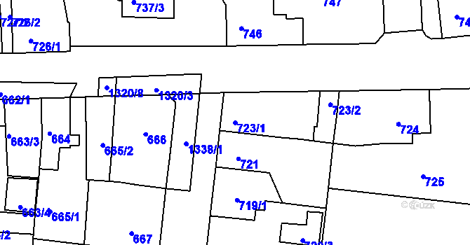 Parcela st. 723/1 v KÚ Tuchlovice, Katastrální mapa