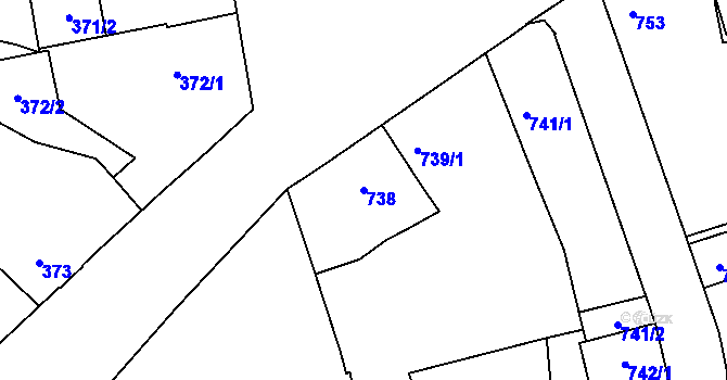 Parcela st. 738 v KÚ Tuchlovice, Katastrální mapa
