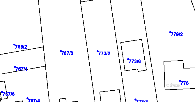 Parcela st. 773/2 v KÚ Tuchlovice, Katastrální mapa
