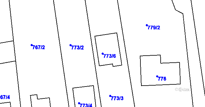 Parcela st. 773/6 v KÚ Tuchlovice, Katastrální mapa