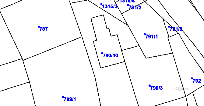 Parcela st. 790/10 v KÚ Tuchlovice, Katastrální mapa