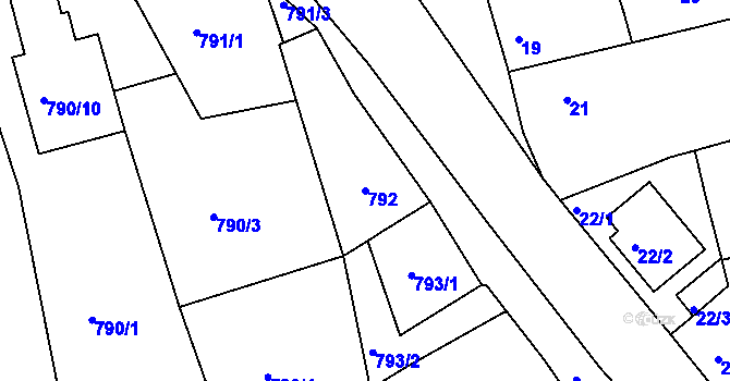 Parcela st. 792 v KÚ Tuchlovice, Katastrální mapa