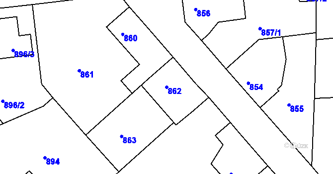 Parcela st. 862 v KÚ Tuchlovice, Katastrální mapa