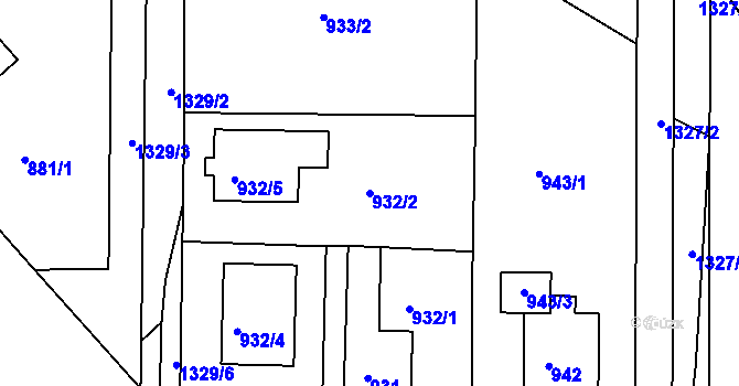 Parcela st. 932/2 v KÚ Tuchlovice, Katastrální mapa