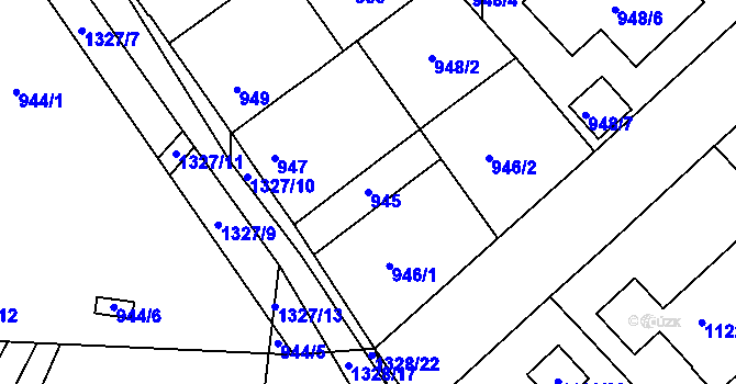 Parcela st. 945 v KÚ Tuchlovice, Katastrální mapa