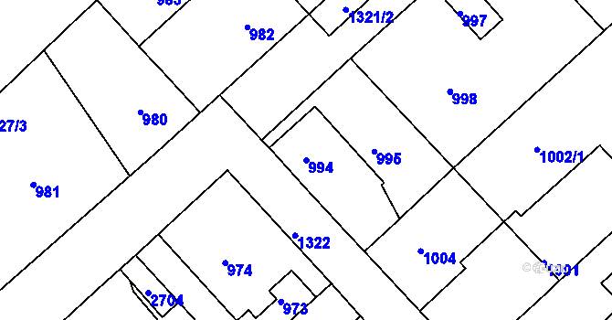 Parcela st. 994 v KÚ Tuchlovice, Katastrální mapa