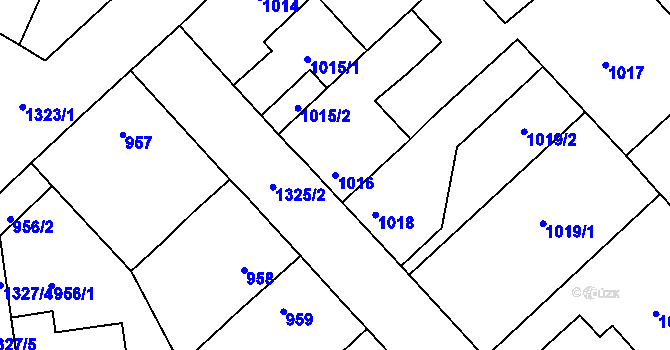 Parcela st. 1016 v KÚ Tuchlovice, Katastrální mapa