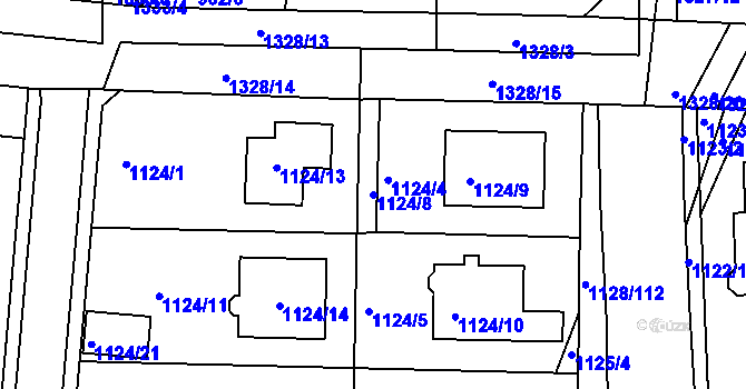 Parcela st. 1124/8 v KÚ Tuchlovice, Katastrální mapa