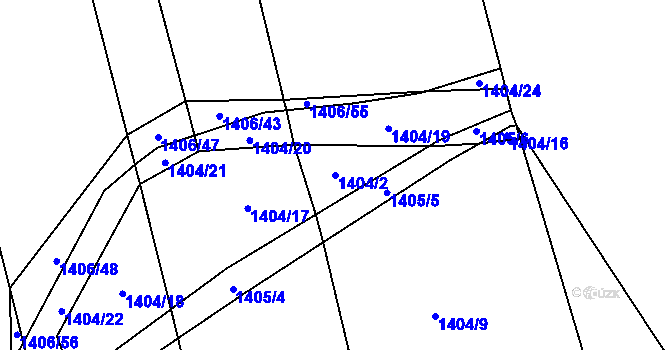 Parcela st. 1404/2 v KÚ Tuchlovice, Katastrální mapa