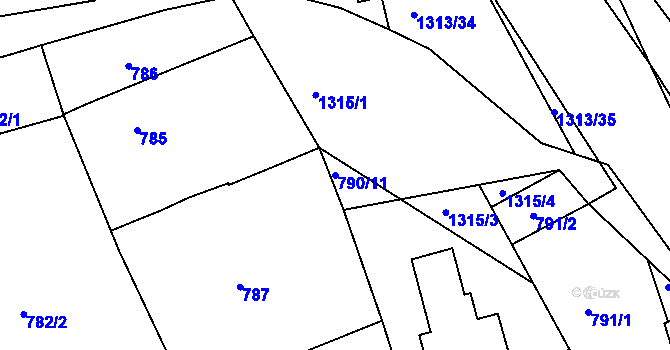 Parcela st. 790/11 v KÚ Tuchlovice, Katastrální mapa