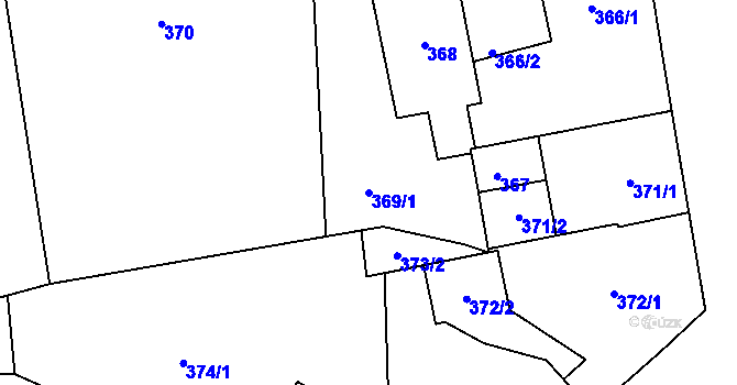 Parcela st. 369/1 v KÚ Tuchlovice, Katastrální mapa
