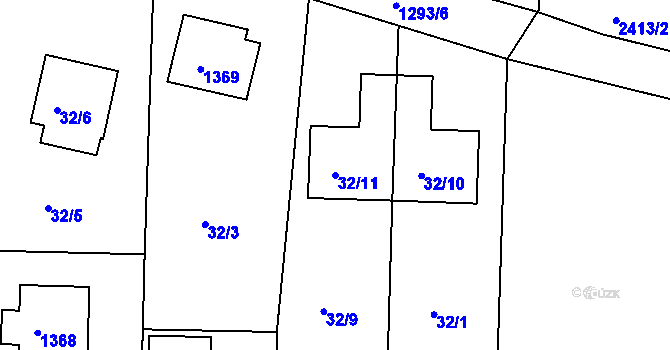 Parcela st. 32/11 v KÚ Tuchlovice, Katastrální mapa