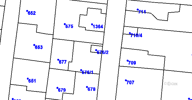 Parcela st. 676/2 v KÚ Tuchlovice, Katastrální mapa
