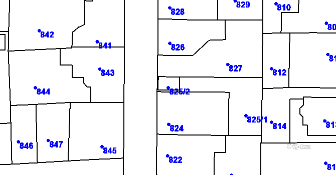 Parcela st. 825/2 v KÚ Tuchlovice, Katastrální mapa