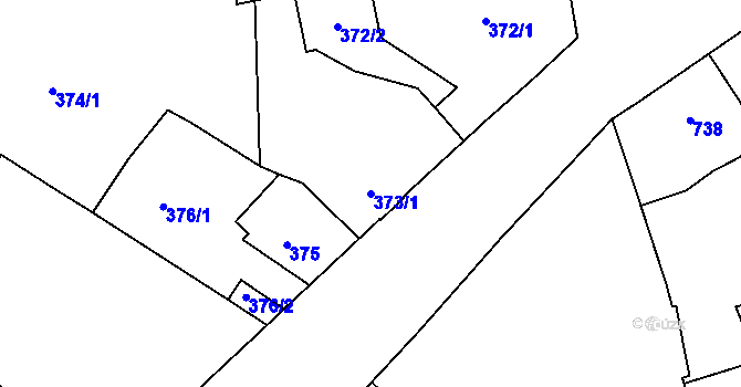 Parcela st. 373/1 v KÚ Tuchlovice, Katastrální mapa